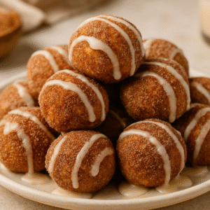 Gluten free baked Cinnamon Roll Donut Holes