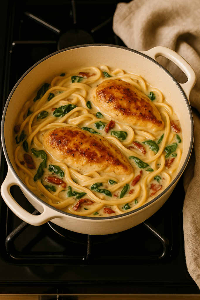 Gluten- Free Creamy Tuscan Chicken Pasta
