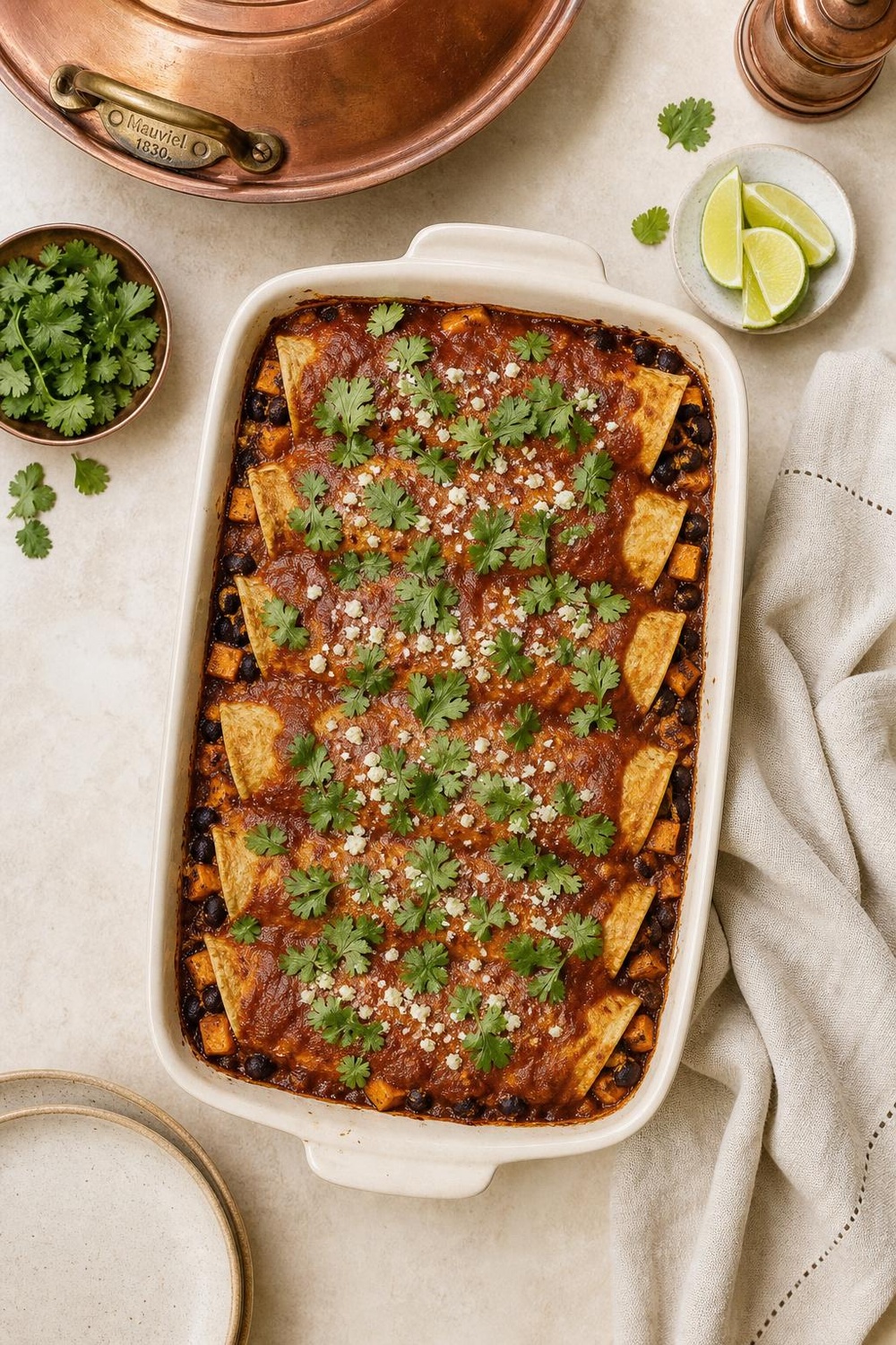 Gluten-Free Sweet Potato and Black Bean Enchiladas
